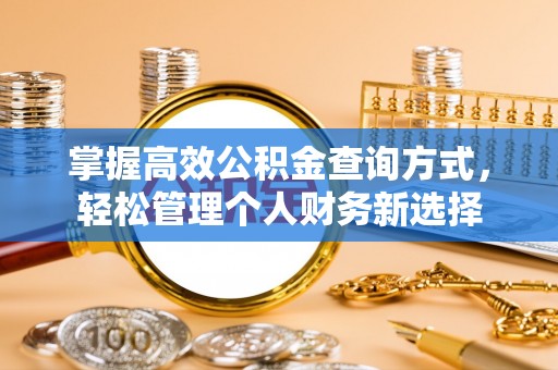 峡江掌握高效公积金查询方式，轻松管理个人财务新选择